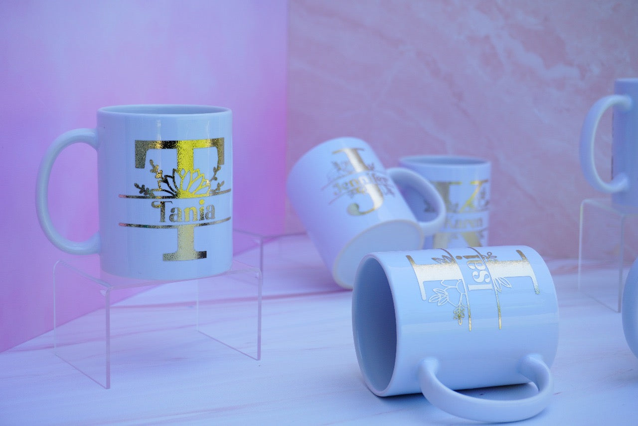 Taza blanca con vinil
